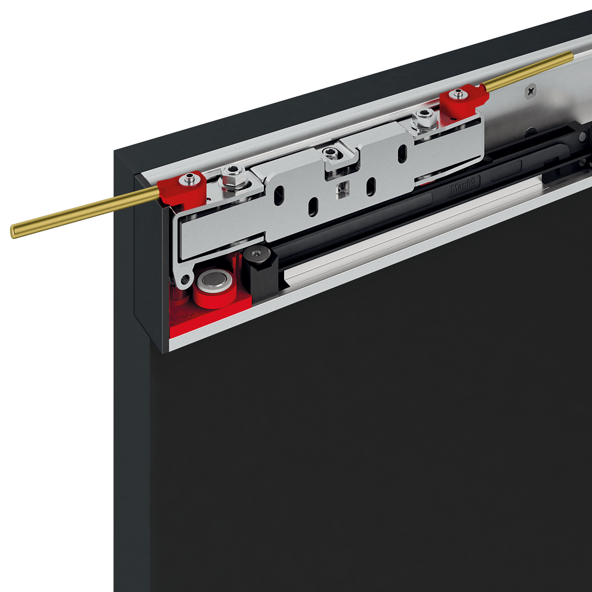 Sistema Per Porte Scorrevoli Esterno Muro Binario Invisibile Brevettato.Magic2 Sistema Invisibile Brevettato Per Porte Scorrevoli Con Fermi Ammortizzati